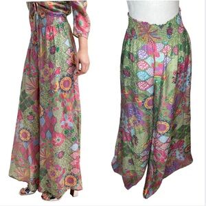 Gigio Palazzo Pants Sheer Wide Leg Beach Elastic Waist Size Medium